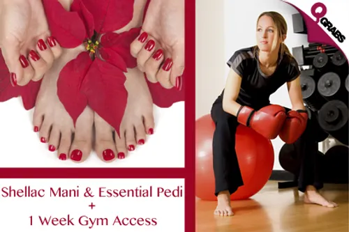 For QR101 get a CND Shellac Manicure & Essential Pedicure PLUS a 1 WEEK Gym Access (QR360 Value) OR For QR225 enjoy a Moroccan Bath PLUS Full Body Massage PLUS Hair Blow Dry (QR700 Value)